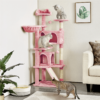 SmileMart 54" Double Condo Cat Tree with Scratching Post Tower, Pink