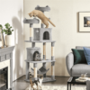 SMILE MART 70.5″H Multi Level Cat Tower Tree with 2 Condos & 2 Foam-Padded Perches for Medium/Large Cats, Light Gray