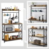 SmileMart 4-Tier Bakers Rack Kitchen Storage Shelf with S-Hooks, Rustic Brown