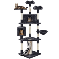 Easyfashion 79" Multilevel Cat Tree Tower with Scratching Posts, Black