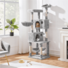SmileMart 73"H Multi-level Cat Tree Tower with Condos and Perches, Light Gray