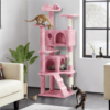 SmileMart 62''H Double Condo Cat Tree with Scratching Post Tower, Pink