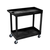 Luxor EC11-B 32" x 18" 2-Tub Shelf Black Utility Cart