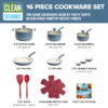 Tasty Clean Ceramic 16 Piece Non-Stick Aluminum Cookware Set, Slate Blue Tasty Clean Ceramic 16 Piece Non-Stick Aluminum Cookware Set, Slate Blue