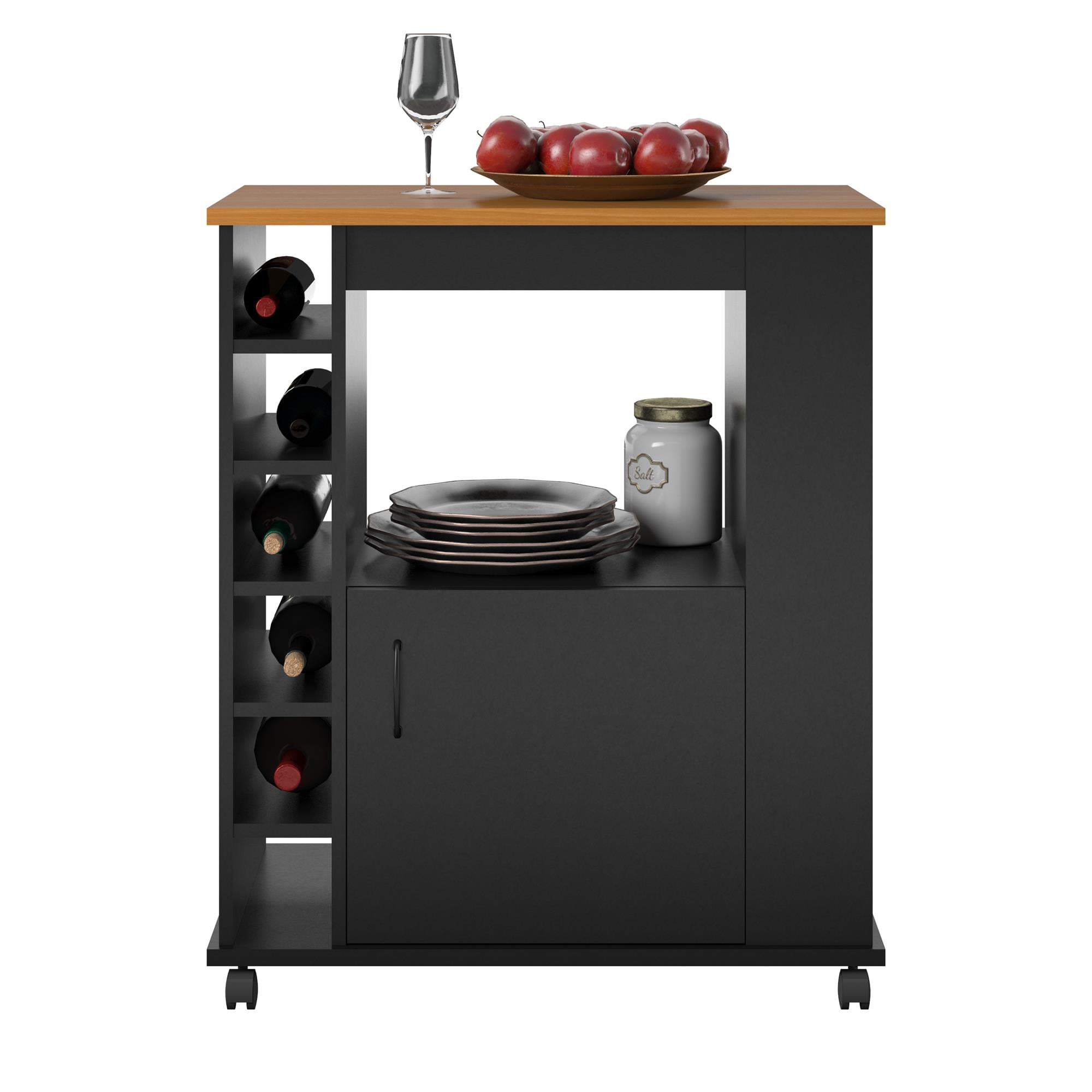99c041cb-721d-4966-8428-7599bc07f9b9.cd793dff6dfa0bd906a7b51fc244b1e2.jpeg Ameriwood Home Williams Kitchen Island Microwave Cart with Rolling Casters, Black
