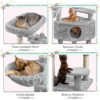 SMILE MART Multilevel Cat Tree Basket Condo Scratching Posts, Light Gray