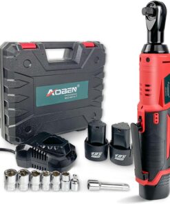 AOBEN Cordless Electric Ratchet Wrench Set, 3/8" 12V Power Ratchet Tool Kit With 2 Packs 2000mAh Lithium-Ion Battery And Charger