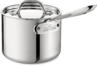 All-Clad D3 3-Ply Stainless Steel Sauce Pan with Lid 1.5 Quart Induction Oven Broil Safe 600F Pots and Pans, Cookware