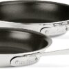 All-Clad D3 3-Ply Stainless Steel and Nonstick Surface 2 Piece Fry Pan Set 8, 10 Inch Induction Pots and Pans, Cookware