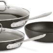 All-Clad HA1 Hard Anodized Nonstick 5 Piece Fry Pan Set 8, 10, 12 Inch Induction Pots and Pans, Cookware Black