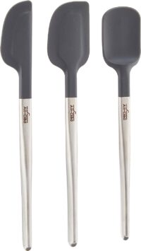All Clad Silicone Tools Spatula Cooking, Baking and Serving, 3-Piece Set, Stainless Steel and Black