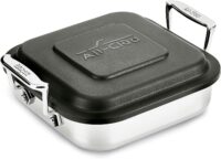 All-Clad Specialty Cookware Stainless Steel and Plastic Square Covered Baking Pan 8 x 8 Inch Rounded Edges