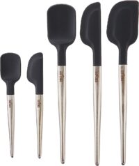 All-Clad Ultimate Silicone 5 piece Spatula Set, Stainless Steel and Black