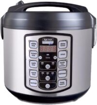 Aroma Housewares ARC-5000SB Digital Rice, Food Steamer, Slow, Grain Cooker, Stainless Exterior/Nonstick Pot, 10-cup uncooked/20-cup cooked/4QT, Silver, Black