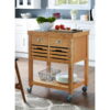 Boraam Kenta Bamboo Kitchen Cart with Stainless Steel Top, Natural