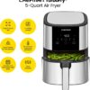 Chefman TurboFry Touch Air Fryer, Large 5-Quart Family Size, One Touch Digital Control Presets, French Fries, Chicken, Meat, Fish, Nonstick Dishwasher-Safe Parts, Automatic Shutoff, Stainless Steel