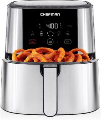 Chefman TurboFry® Touch Air Fryer, XL 8-Qt Family Size, One-Touch Digital Control Presets, Stainless Steel