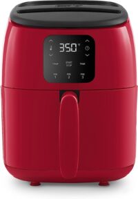 DASH Tasti-Crisp™ Digital Air Fryer with AirCrisp Technology, Custom Presets, Temperature Control, and Auto Shut Off Feature, 2.6 Quart - Red