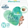 Diapers Size 0, 128 Count - Pampers Pure Protection Disposable Baby Diapers, Hypoallergenic and Unscented Protection, Enormous Pack