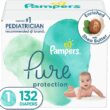 Diapers Size 1, 132 Count - Pampers Pure Protection Disposable Baby Diapers, Hypoallergenic and Unscented Protection, Enormous Pack