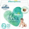 Diapers Size 2, 120 Count - Pampers Pure Protection Disposable Baby Diapers, Hypoallergenic and Unscented Protection, Enormous Pack