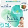 Diapers Size 3, 116 Count - Pampers Pure Protection Disposable Baby Diapers, Hypoallergenic and Unscented Protection, Enormous Pack