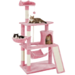 Easyfashion 63.5''H Multi Level Cat Tree Condo with Scratching Post, Pink