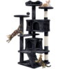 Easyfashion Cat Tree Condo Tower with Scratching Post fot Kittens, Brown, 54