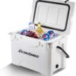 EchoSmile 25 Quart Rotomolded Cooler, 5 Days Protale Ice Cooler, Ice Chest Suit for BBQ, Camping, Pincnic, and Other Outdoor Activities, White