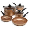 Ecolution Titanium Ceramic Easy Clean Endure Nonstick Cookware Set, 8 Piece, Copper