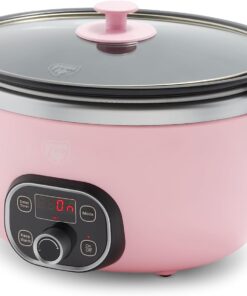 GreenLife Cook Duo Healthy Ceramic Nonstick Programmable 6 Quart Family-Sized Slow Cooker, Pink