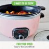 GreenLife Cook Duo Healthy Ceramic Nonstick Programmable 6 Quart Family-Sized Slow Cooker, PFAS-Free, Removable Lid and Pot, Digital Timer, Dishwasher Safe Parts, Pink