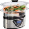 Hamilton Beach Digital Electric Food Steamer & Rice Cooker for Quick, 5.5 Quart, Black & Stainless Steel