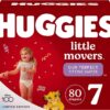 Huggies Little Movers Baby Diapers, Size 7 (41+ lbs), 80 Ct