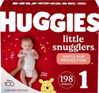 Huggies Little Snugglers Baby Diapers, Size 1 (8-14 lbs), 198 Ct, Newborn Diapers