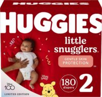 Huggies Little Snugglers Baby Diapers, Size 2 (12-18 lbs), 180 Ct