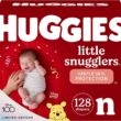 Huggies Little Snugglers Baby Diapers, Size Newborn (up to 10 lbs), 128 Ct, Newborn Diapers