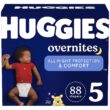 Huggies Overnites Nighttime Baby Diapers, Size 5 (27+ lbs), 88 Ct