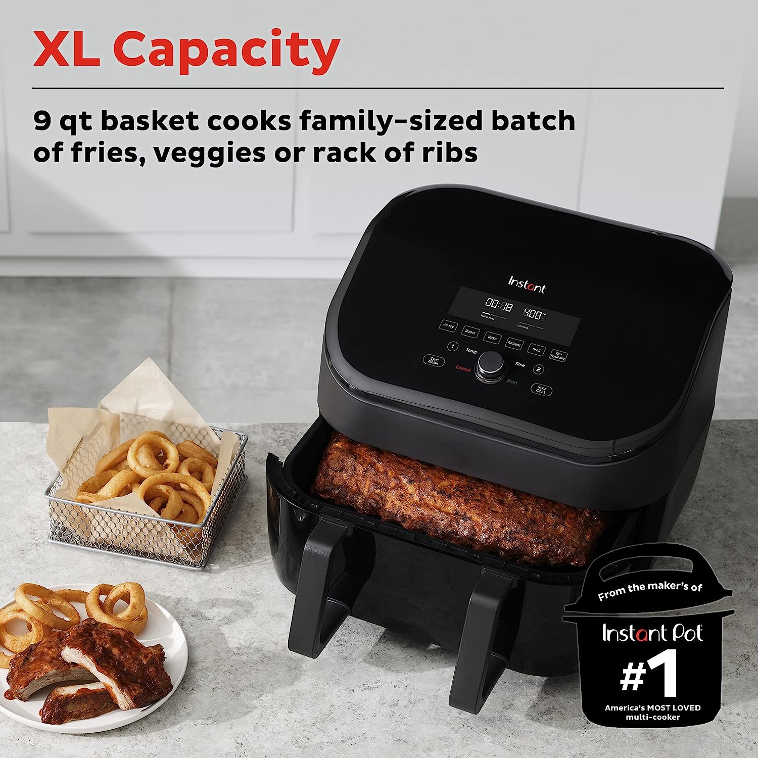 Instant Essentials 4QT Air Fryer Oven, From the Makers of Instant with  EvenCrisp Technology,Nonstick and Dishwasher-Safe Basket,Fast