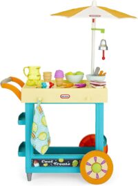 Costway Kids Ice Cream Cart Wooden Toddler Farmers Market Stand W/  Chalkboard & Storage