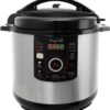 MegaChef 12 Quart Digital Pressure Cooker with 15 Preset Options and Glass Lid, Silver