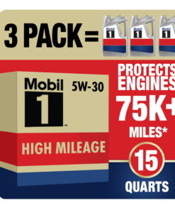Mobil 1 High Mileage Full Synthetic Motor Oil 5W-30, 5 qt (3 Pack)