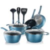 NutriChef NCCW11BD Diamond Home Kitchen Cookware Set (Blue)