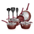 NutriChef Nonstick Cookware Excilon Home Kitchen Ware Pots & Pan Set 11 Pcs, Purple Diamond