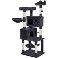SmileMart 64.5"H Multi-level Cat Tree Tower with Condos and Perches, Black