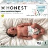 The Honest Company Clean Conscious Diapers, Plant-Based, Sustainable, Dots & Dashes + Multi-Colored Giraffes, Size 1 (8-14 lbs), 160 Count