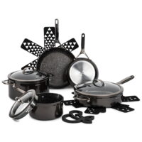 Thyme and Table Nonstick 12-Piece Cookware Set, Gold