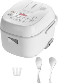 MOOSUM Electric Rice Cooker with One Touch for Asian Japanese Black-One  touch