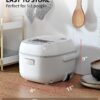 Toshiba Small Rice Cooker 3 Cup Uncooked – LCD Display with 8 Cooking Functions, Fuzzy Logic Technology, 24-Hr Delay Timer and Auto Keep Warm, Non-Stick Inner Pot, White