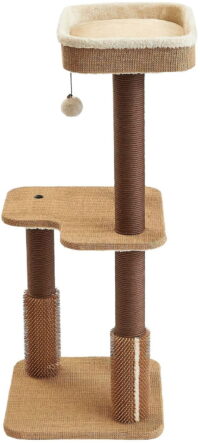 Two by Two Beech 39-inch Cat Tree, Tower, Condo, Scratch Pad & Playground, Beige